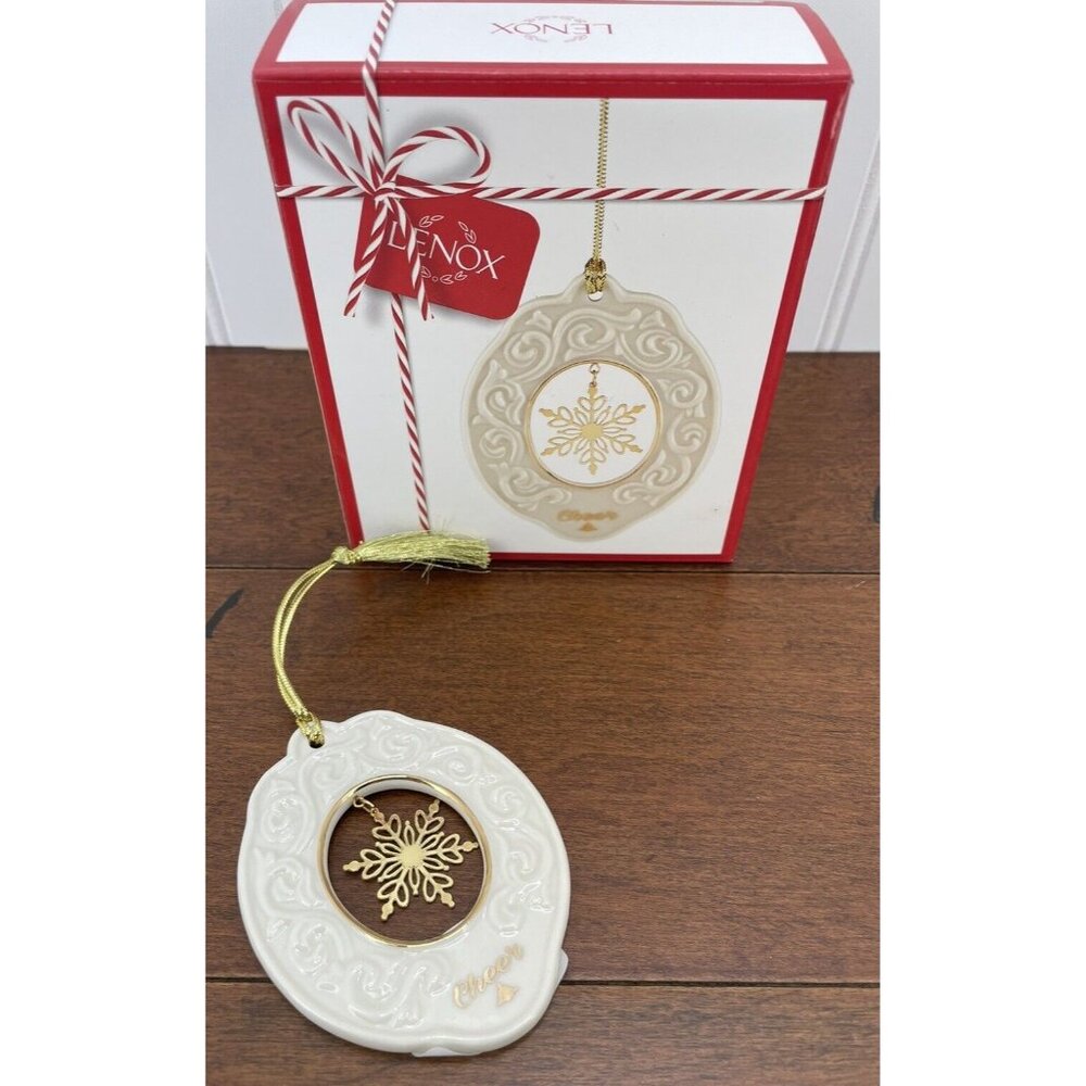 Lenox "CHEER" SNOWFLAKE PORCELAIN ORNAMENT Christmas New